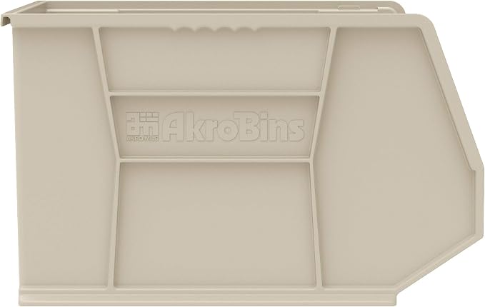 Akro-Mils 30270 AkroBins Plastic Storage Bins, 18"x16"x11", Stone, 3-Pack | Space-Saving Stackable Bins for Garage, Pantry, Craft Organization