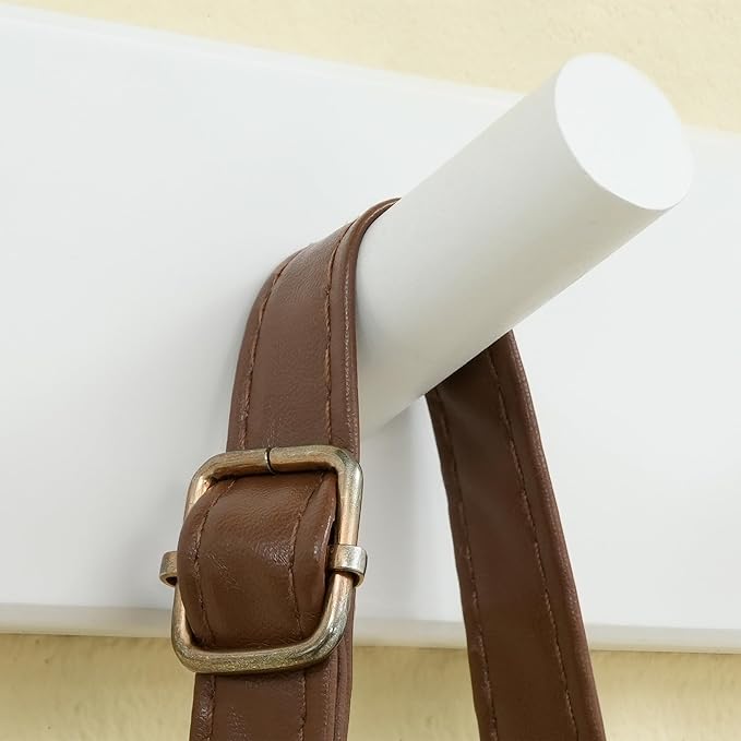 SKOLOO Wood Coat Rack Wall Mounted,10 Peg Long Bamboo Hook for Hanging Backpack Coat Towel Hat,16'' Hole to Hole,Pack of 2,White