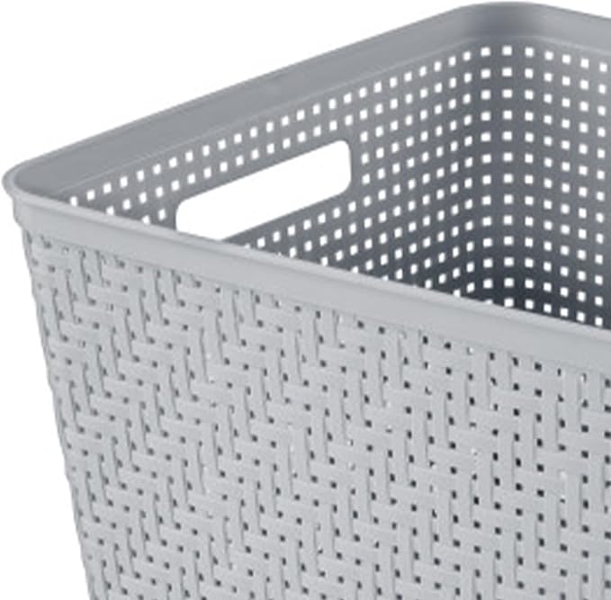 Sterilite 12 Pack Plastic Storage Bin Organization Containers, Tall Baskets, Cement