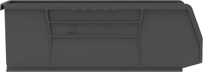 Akro-Mils 30234 AkroBins Plastic Storage Bins, 15"x5"x5", Black, 12-Pack | Space-Saving Stackable Bins for Garage, Pantry, Craft Organization