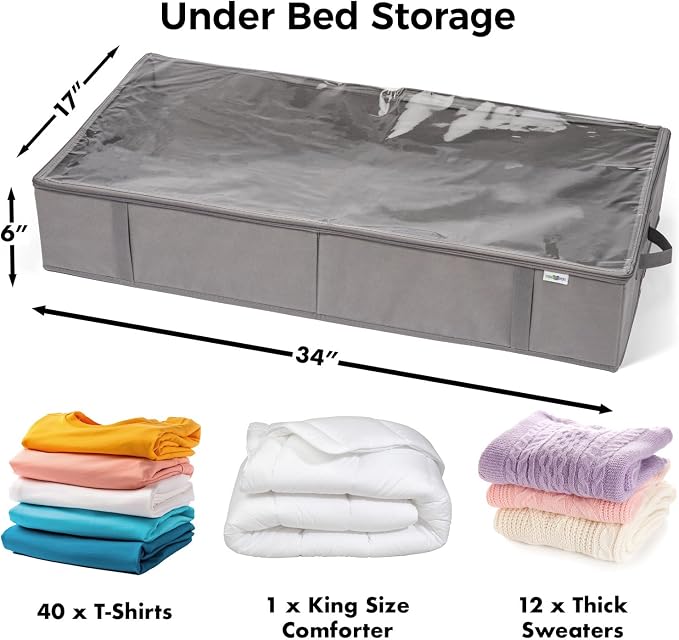 StorageExpert Closet Organizers and Storage - Maximize Space with Under Bed Storage Containers & Clothes Storage - Ideal Closet Organizer, Toy Storage Organizer & Underbed Storage (Grey, 2 Pack)