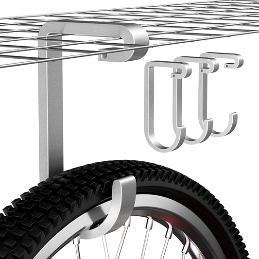bussdis Bike Hanger Hooks Garage Rack: Bike Hooks for Garage, Heavy Duty Bike Hanging Hooks, Hooks for Hanging Bike, Overhead Rack Hooks, Silver