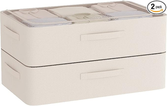 CYhom Under Bed Storage Bins Frame Storage Box Oxford Fabric Sturdy Underbed Container Foldable Stackable Large Capacity Clothes Organizer
