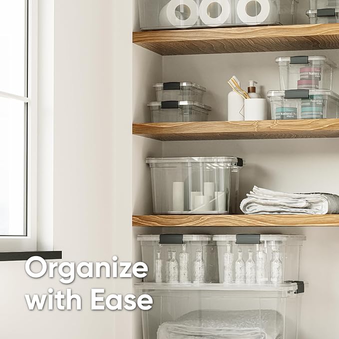 Superio Clear Plastic Storage Bin with Lid, 3.5 Qt, Non-Toxic, BPA Free, Odor Free, Organizer Storage Box, Stackable Plastic Tote for Home, Garage, School, and Office, X-Small