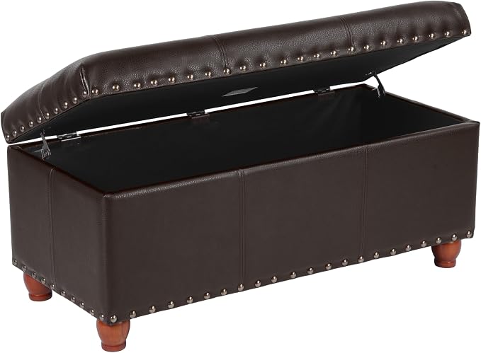 HomePop 40" Faux Leather Storage Cocktail Bench - Espresso