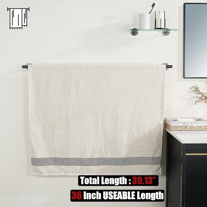 JQK Bath Towel Bar Oil Rubbed Bronze, 39 Inch 304 Stainless Steel Thicken 1mm Single Towel Rack for Bathroom, Towel Holder ORB Wall Mount, Useable Length 36 Inch, TB110L36-ORB
