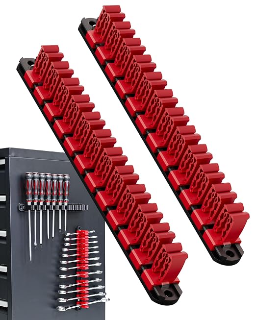 DEHOYI Magnetic Screwdriver and Wrench Organizer for Workshop, Garage | Heavy-Duty Tool Organizer with Magnet & Space-Saving Tool Holder | Gift for Mechanics (2 pcs)