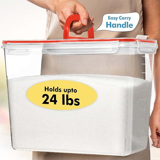 Shazo 2 PC (11L | 372 oz) Flour Sugar Storage Containers with Spout Lid & Easy Carry Handle - BPA Free Extra Large Airtight Food Storage Containers with Lids - Rice Canisters Sets for Kitchen & Pantry