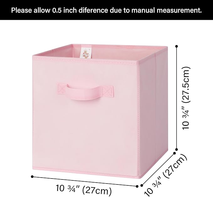 GRANNY SAYS Cube Storage Bins, 11 Inch Storage Cube Organizer, Collapsible Fabric Storage Cubes with Handle, Decorative Cube Storage Organizer for Shelves, Closet, Pink, 8-Pack