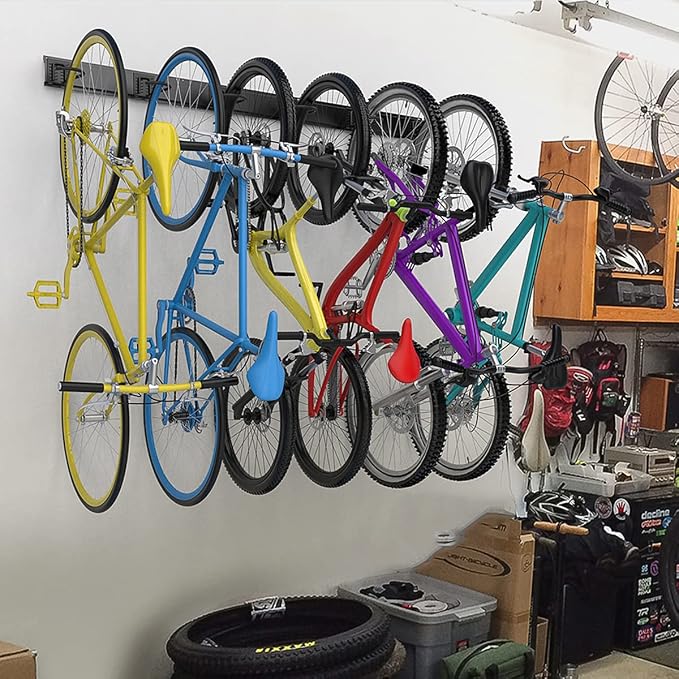 TORACK Bike Storage Rack, 6 Bike Rack Wall Mount Home and Garage Organizer, Vertical Bicycles Hanger Hooks for Indoor Space Saving