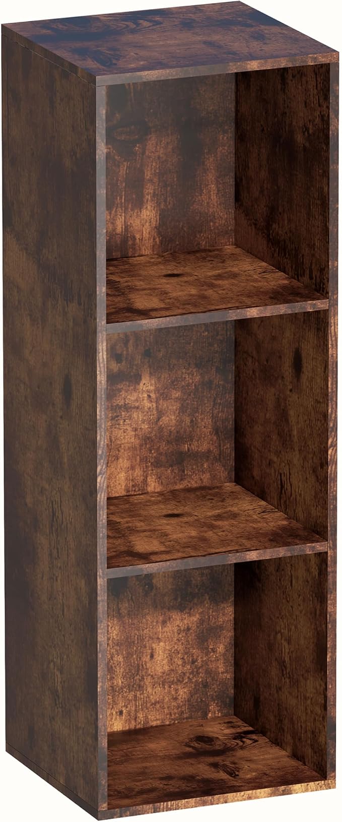 Cube Storage Organizer, 3 Cube Retro Bookshelf, Freestanding 3 Tier Open Shelf, Rustic Brown Retro Shelves for Home Office, Bedroom, Living Room, Study