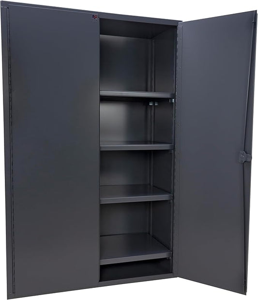 Jamco Heavy Duty Steel Storage Cabinet, Lockable Doors, 7200 lb Cap., Gray | 14-Gauge All-Welded Steel Cabinet, 4 Adjustable Shelves (1,800 Lbs Capacity Each), 24"D X 48"W X 74"H, Lockable,