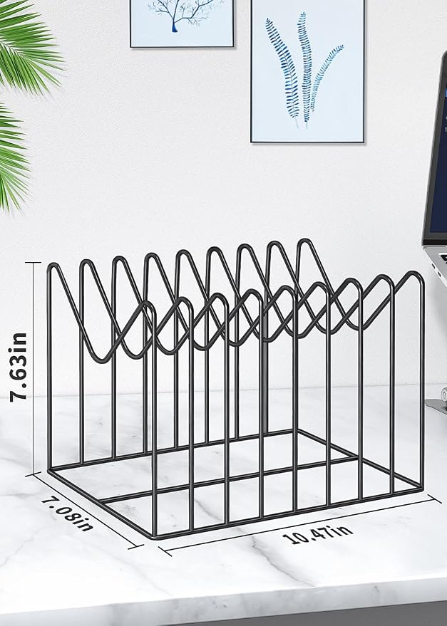 4 Sets File Organizer for Desk,File Sorter Organizer,File Folder Holder/Rack/Stand,Desktop Record/Clipboard Holder,8 Sections Storage,Anti-Scratch/Pilly/Rusty,Metal Stable Holder,Black