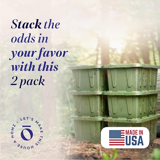HOMZ Tough Tote Durabilt Storage, 27 Gallon - Set of 2, Green Camo, 2 Pack