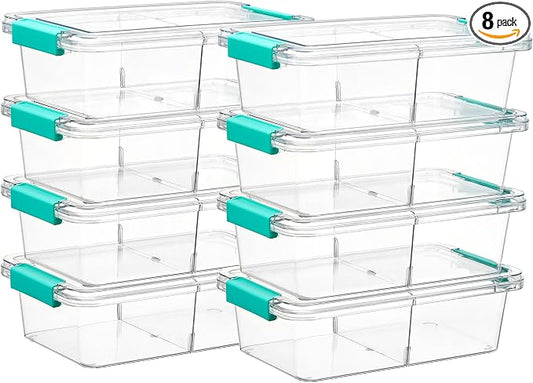 Vtopmart 8 Pack Clear Pencil Box with Removable Divider, BPA-Free Plastic Storage Containers for Pens, Pencils, Crayons, Markers, Craft Supplies and Small Items