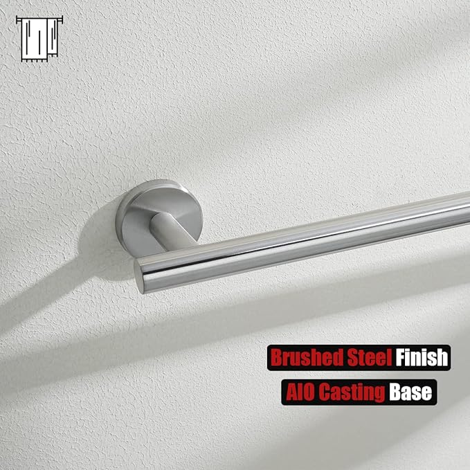 JQK Bath Towel Bar, 20.5 Inch 304 Stainless Steel Thicken 0.8mm Towel Rack Bathroom, Towel Holder Brushed Finished Wall Mount, Useable Length 18 Inch 2 Pack, TB110L18-BN-P2