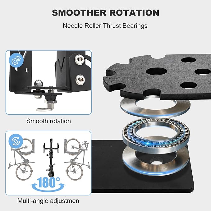 CXRCY Bike Swivel Rack, Wall-Mounted, 90 lb Capacity | Swivel design with bearings. 3.0mm steel. Heavy-duty vertical bike storage. Space-saving for garage. Easy to install.