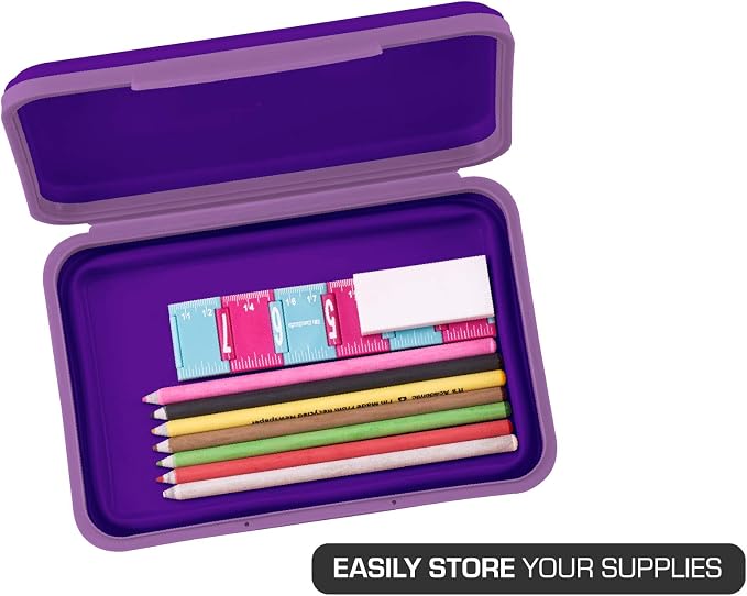 It's Academic Flexi Storage Box, Folding, Collapsible and Adjustable for Pencils, Supplies, and More, Purple (23135)