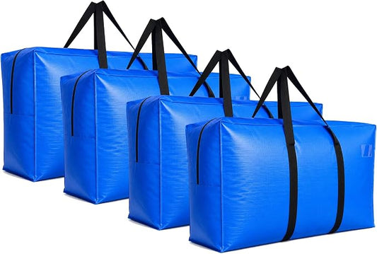 Extra Large Storage Bags, Jumbo Moving Tent Storage Bags, Waterproof Foldable Big Blue XXL Duffle Bag for Travel, 42x23x13.5inch - 4PACK