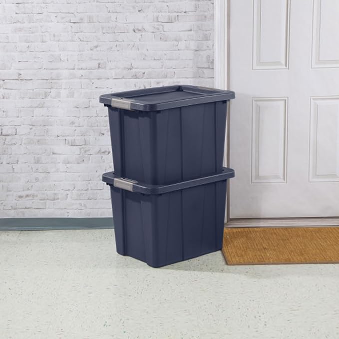 Sterilite 18-Pack Storage Bins with Lids, Heavy Duty Totes, Tuff1, 18 Gallon, Dark Indigo