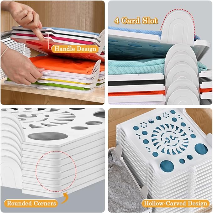 Clothing Organizer for Closet Storage,Stackable Shelf Dividers | Space-Savin Tshirt Organizer for Home Storage ,Ideal for Tshirts ,Sweater ,Pants Storage in Bedroom and Dormroom 10 Pack