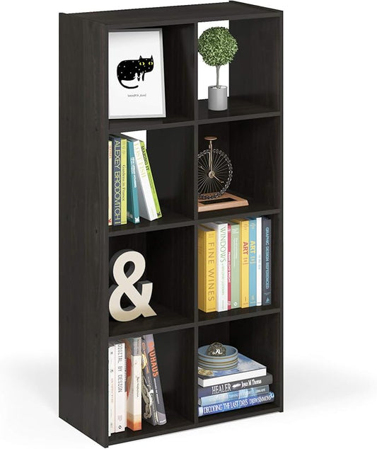 Furinno Pelli Cubic Storage Cabinet, 4x2, Espresso | 11.6 x 24.2 x 47.4, Open & Closed Back Cubes, Storage Organizer Cabinet, for Living Room, Bedroom, Home Office