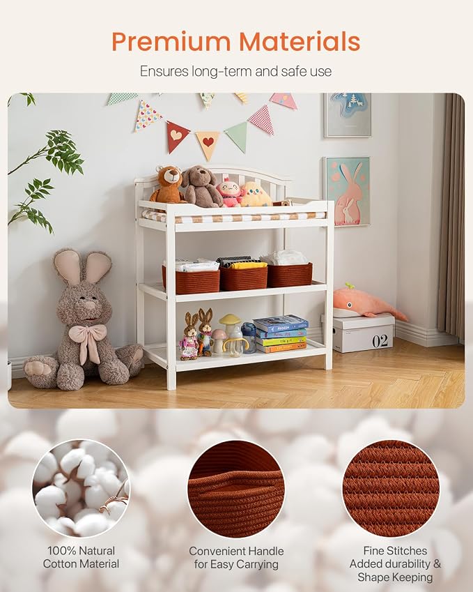 KALLAX Small Woven Storage Basket for Organizing, 12 x 8 x 4.5 inch, 3 Pack | Shelf baskets for closet organization, toy storage and home decor, Perfect as empty gift baskets for holidays, Rust Red