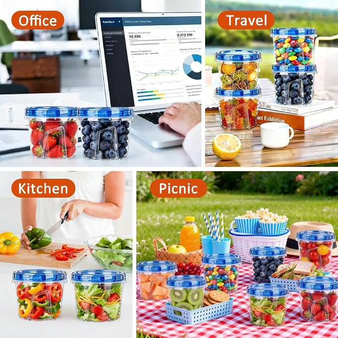 12 Pack 23.5 oz Reusable Freezer Storage Containers with Twist Top Lids Airtight, Leakproof Plastic Soup Freezer Container, Food Storage Containers for Meal Prep Leftover Fruit Microwave Freezer Safe