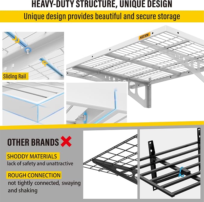 Aecxm 2x3ft 2Pack Wire Shelving Unit Heavy Duty Garage Storage Shelves Wall Mounted White 560lbs Load Capacity（24-inch-by-36-inch）