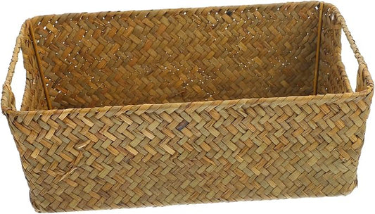 Luxshiny Handwoven Decorative Woven Basket Multipurpose Food and Vegetable Holder Compact Vintage Storage Organizer for Bedroom Living Room Bathroom Office