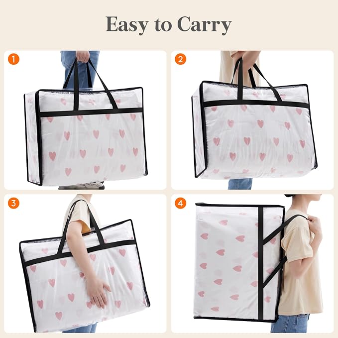 Lifewit 2 Pack Clear Clothes Storage Bags, 75L Plastic Blanket Storage Bag, Vinyl Foldable Moving Bags with Zipper, Closet Organizers and Storage Containers for Bedding, Duvet, Comforter