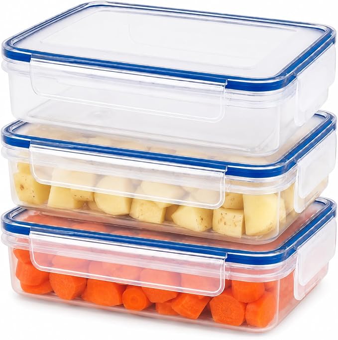 Tribello Food Storage Container with Lid Airtight Lid (40 Oz - 3 Pack)