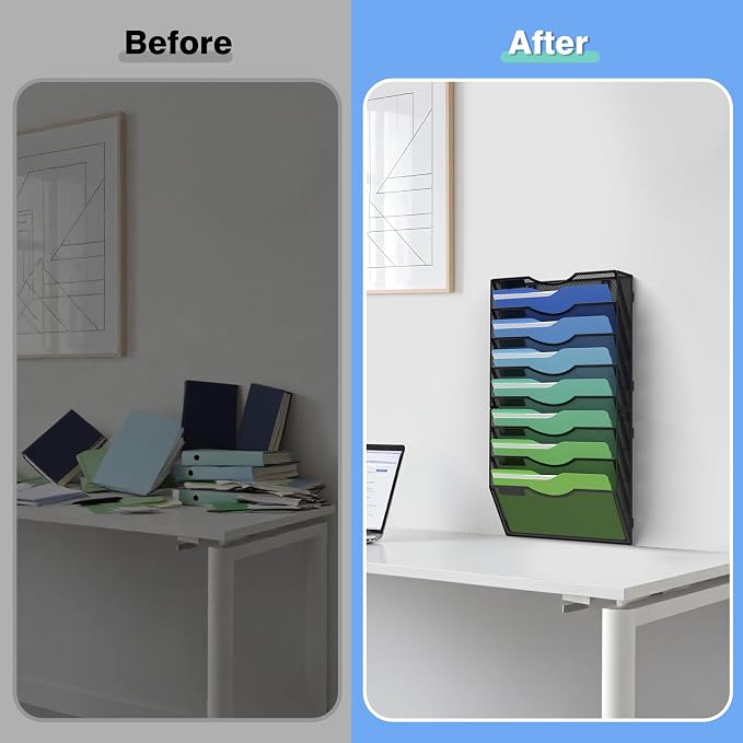 Kuntine.B Wall File Organizer Office Hanging Magazine Holder Wall File Organizer for Office Home