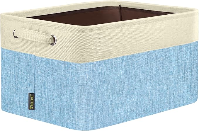 BALEINE 1 Pack Fabric Closet Storage Bins for Shelves, Linen Closet Organizers and Storage, Decorative Baskets for Organizing, Shelf, Clothes, Home, Office (Skyblue, 12"x8"x8")