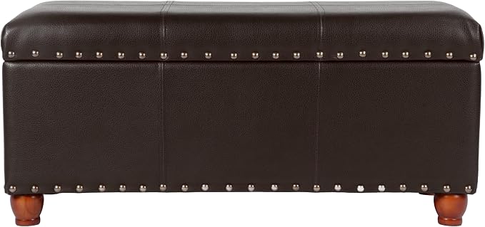 HomePop 40" Faux Leather Storage Cocktail Bench - Espresso