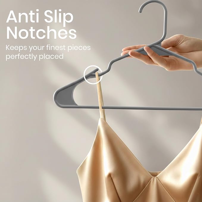 Utopia Home Plastic Hangers 50 Pack – Space Saving Clothes Hanger Grey | Durable & strong | Closet organizer & storage | Ideal for apartments, dorms & stocking stuffers