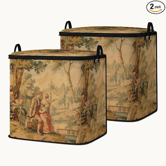 2pcs blanket storage bag for under bed,closet organizers 95L | clothing sweater sheet bedding comforter duvet quilt pillow toy storage bags with lids,dorm room essentials for containers