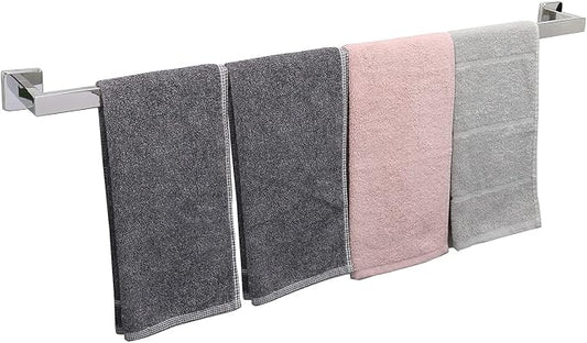 TocTen Bath Towel Rack - Square Base Thicken SUS304 Stainless Steel Towel Bar for Bathroom, Bathroom Accessories Towel Rod Heavy Duty Wall Mounted Towel Holder. (Polished Chrome, 36)