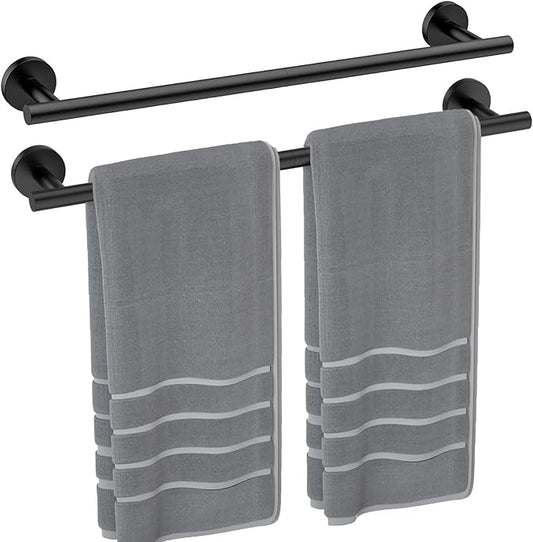 Luxbaro 2 Pack 24 Inch Matte Black Towel Bar, Thicken, Total Length 26-Inch | Towel Rack for Bathroom Wall, SUS304 Stainless Steel Towel Rod, Modern Home Decor