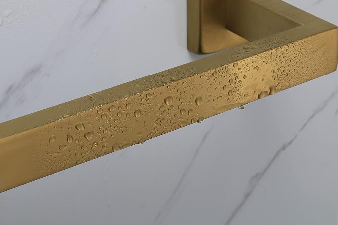 TocTen Bath Towel Rack - Square Base Thicken SUS304 Stainless Steel Towel Bar for Bathroom, Bathroom Accessories Towel Rod Heavy Duty Wall Mounted Towel Holder. (Brushed Gold, 16)