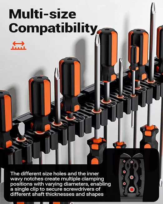 DEHOYI Magnetic Screwdriver and Wrench Organizer for Workshop, Garage | Heavy-Duty Tool Organizer with Magnet & Space-Saving Tool Holder | Gift for Father, Brother, Boyfriend (2 PCS)