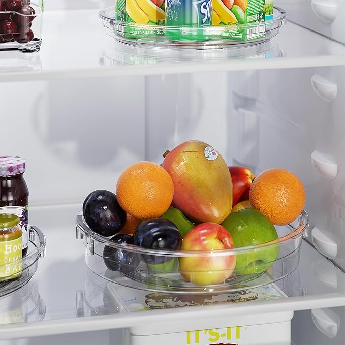 LAMU 4 Pack 12in Lazy Susan Organizer, Clear Lazy Susan Turntable for Cabinet, Refrigerator, Table Top, Kitchen, Bathroom, Pantry Organizers and Storage