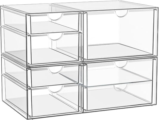 Stackable Storage Drawers, Acrylic Organizers,7 Drawers | Makeup Organizer, Bathroom Organizers and Storage, Plastic Bins for For Vanity, Undersink, Pantry