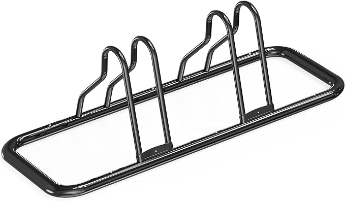 Simple Houseware 2-Bike Adjustable Floor Storage Rack for Garage, Black | Bicycle Parking Stand Organizer for Road and Kids Bikes
