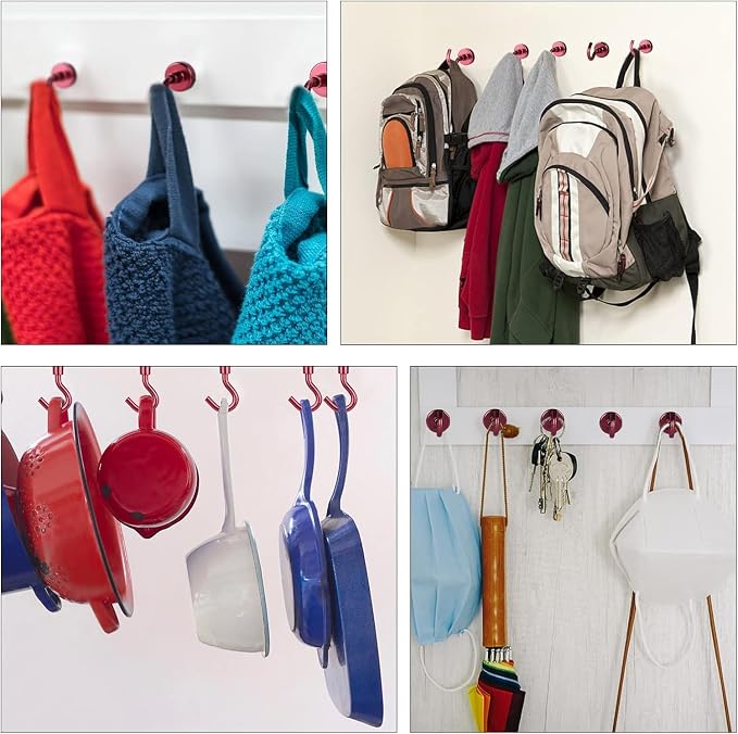 DIYMAG Magnetic Hooks 20pcs 30lbs Cruise Essentials 2026 Magnet Hook Red | Neodymium Heavy Duty Strong Magnets Hanging Ship Cabins Refrigerator Fridge Classroom Beach Vacation Kitchen Grills Home Tool