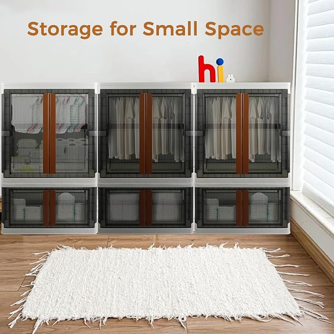 Wardrobe, Closet, Collapsible Storage Cabinet, Useful Box with Large Capacity, 37.5 Gal (142 L), Stackable on Box (19 Gal), Easy Storage of Clothes, Installation Free