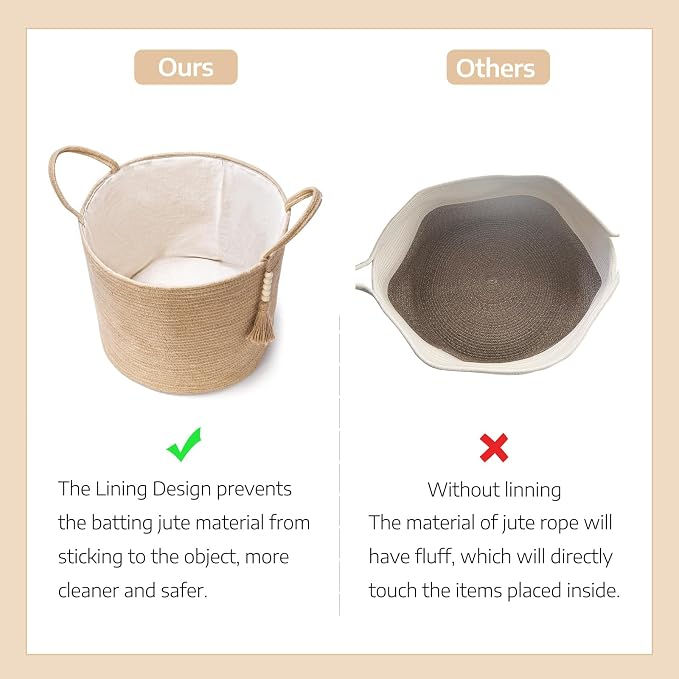 Mkono Woven Storage Basket Decorative Rope Basket Wooden Bead Decoration for Blankets,Toys,Clothes,Shoes,Plant Organizer Bin with Handles Living Room Home Decor, 15"Wx17.7"L,White and Yellow | Cream White and Brown, Decorative Basket with Handle, Wood ...