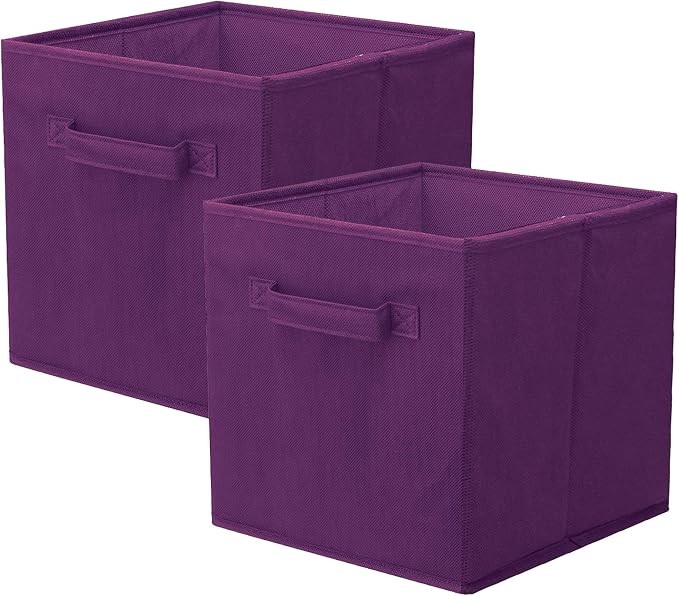 ShellKingdom Storage Bins, Foldable Fabric Storage Cubes And Cloth Storage | Storage Organizer For Closet And Toys, 10.5x10.5x11 INCH, 2 Pack (Purple)
