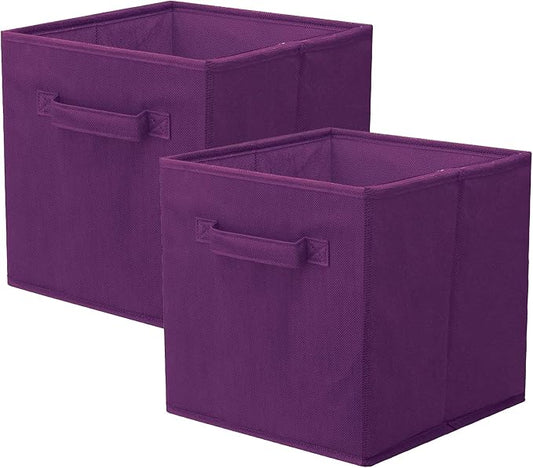 ShellKingdom Storage Bins, Foldable Fabric Storage Cubes And Cloth Storage | Storage Organizer For Closet And Toys, 10.5x10.5x11 INCH, 2 Pack (Purple)