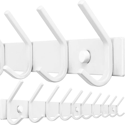 WEBI Coat Rack Wall Mounted,10 Hooks,30" Long Coat Hooks Wall Mount White,Coat Hanger Wall,Hook Rack,Jacket Hooks for Coats,Clothes,Hats